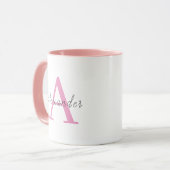 Pink personalisierte Monogramm mit Ihrem Namen Tasse (Vorderseite Links)