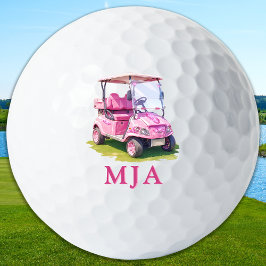 Pink Personalized Golf Cart Custom Monogram  Golfball