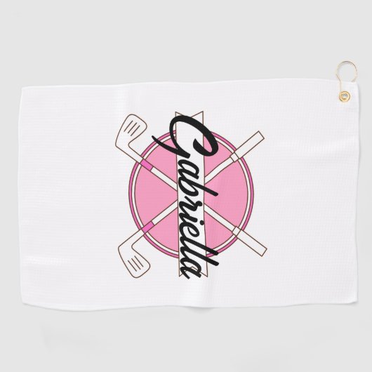 Pink Personalized Golf Monogram  Golfhandtuch (Horizontal)