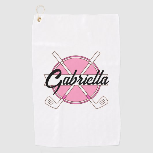 Pink Personalized Golf Monogram  Golfhandtuch (Vorderseite)