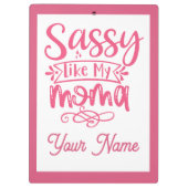Pink Personalized "Sassy Moma" Klemmbrett (Rückseite)