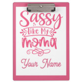 Pink Personalized "Sassy Moma" Klemmbrett (Vorderseite)