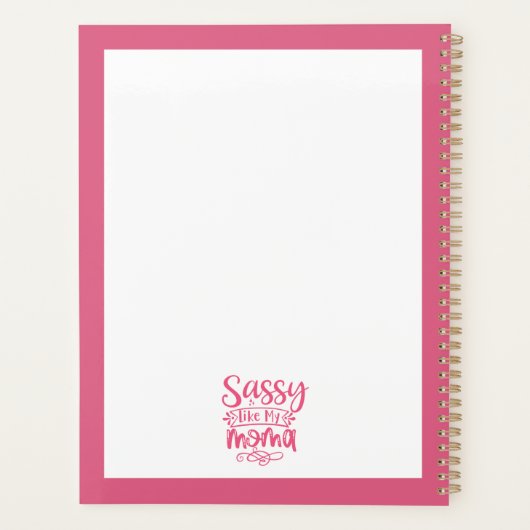 Pink Personalized "Sassy Moma" Planer (Rückseite)