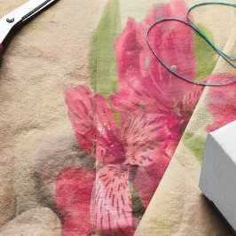 Pink Peruanische Lilien mit Steinen Seidenpapier