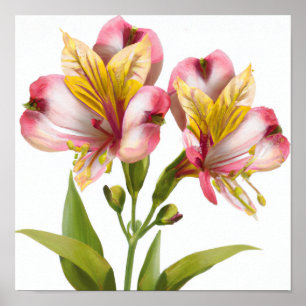 Pink Peruvian Lilies Blume Art Print Poster