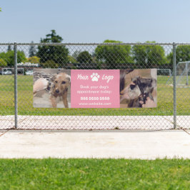 Pink Pet Business Banner mit 2 Fotos und Logo