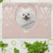 Pink Pet Gedenkstätte elegante moderne, süße Damas Geschirrtuch (Gefaltet)