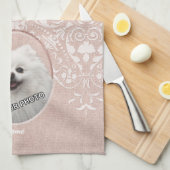 Pink Pet Gedenkstätte elegante moderne, süße Damas Geschirrtuch (Viertel Falte)