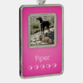 Pink Pet Photo Ornament Framed, Dog Lovers Rahmen-Ornament Silber (Rechts)