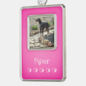 Pink Pet Photo Ornament Framed, Dog Lovers Rahmen-Ornament Silber (Links)