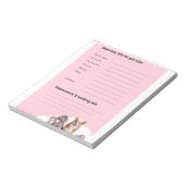 Pink Pet Sitting Aufnahme Notepad Notizblock (Rotiert)
