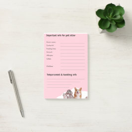 Pink Pet Sitting Aufnahme Notepad Post-it Klebezettel