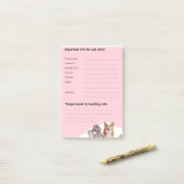 Pink Pet Sitting Aufnahme Notepad Post-it Klebezettel (Auf Schreibtisch)