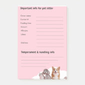 Pink Pet Sitting Aufnahme Notepad Post-it Klebezettel (Vorderseite)