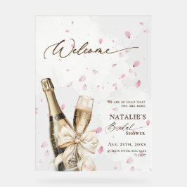 Pink Petal Bubbly Brunch Brautparty Willkommen Acrylschild