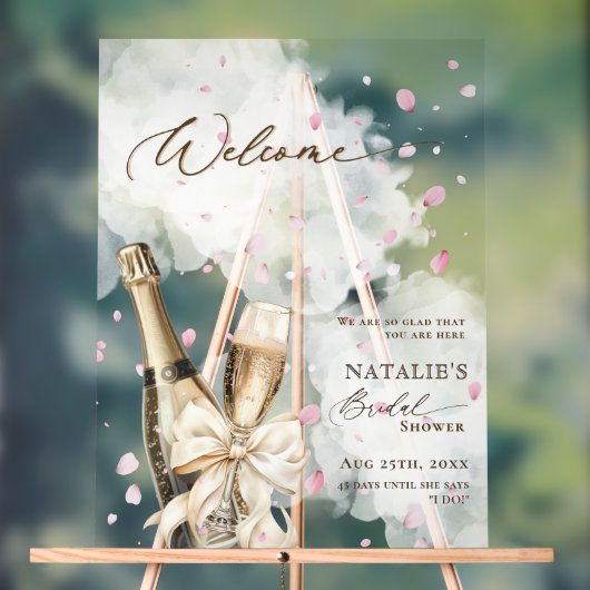 Pink Petal Bubbly Brunch Brautparty Willkommen Acrylschild (Neutral)