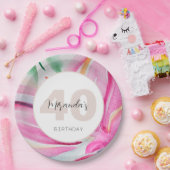 Pink Petal Floral Wasserfarbe Mit Monogramm Pappteller (Party)