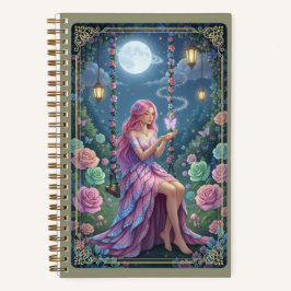 Pink Petal Gown & Glowing Butterfly Fairy Journal Notizblock