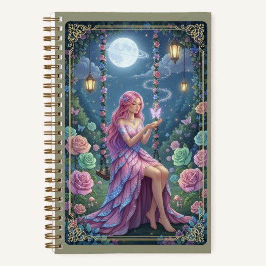 Pink Petal Gown & Glowing Butterfly Fairy Journal Notizblock (Vorderseite)