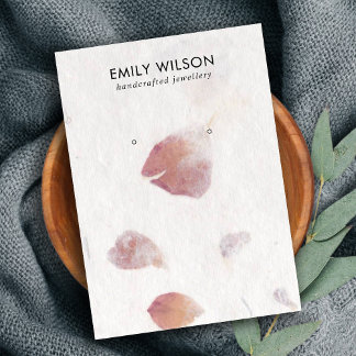 PINK PETAL HANDMADE PAPER STUD EARRING DISPLAY CA VISITENKARTE