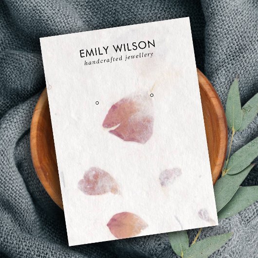 PINK PETAL HANDMADE PAPER STUD EARRING DISPLAY CA VISITENKARTE