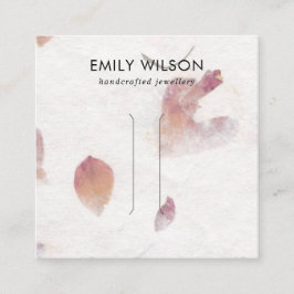 PINK PETAL HANDMADE PAPIER HAIR CLIP DISPLAY CARD QUADRATISCHE VISITENKARTE