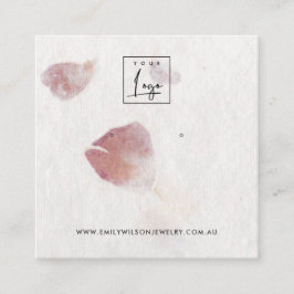 PINK PETAL HANDMADE PAPIER STUD EARRING DISPLAY QUADRATISCHE VISITENKARTE