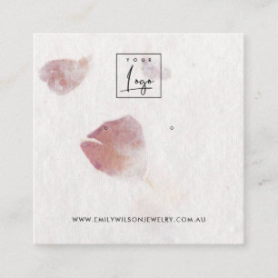 PINK PETAL HANDMADE PAPIER STUD EARRING DISPLAY QUADRATISCHE VISITENKARTE