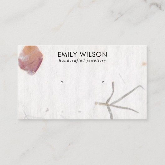 PINK PETAL HANDMADE PAPIER STUD EARRING DISPLAY VISITENKARTE (Vorderseite)