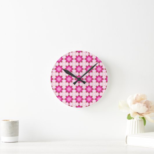 Pink Petal Mosaic pattern Runde Wanduhr (Zuhause)