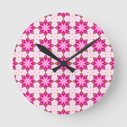 Pink Petal Mosaic pattern Runde Wanduhr (Vorderseite)