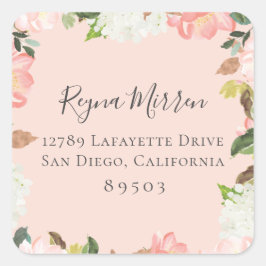 Pink-Petal-Rücksendeadresse Quadratischer Aufkleber