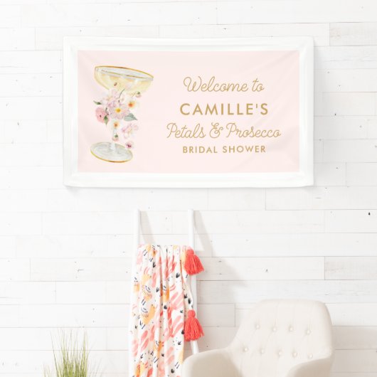 Pink Petals und Prosecco Brautparty Empfang Banner (Insitu)