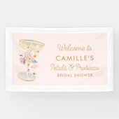 Pink Petals und Prosecco Brautparty Empfang Banner (Horizontal)