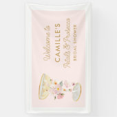 Pink Petals und Prosecco Brautparty Empfang Banner (Vertikal)