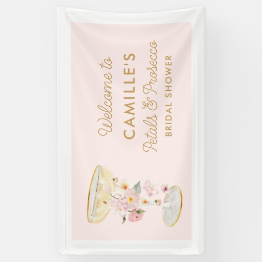 Pink Petals und Prosecco Brautparty Empfang Banner (Vertikal)