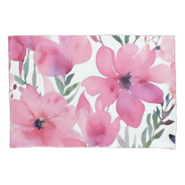 Pink Petals | Watercolor Floral Painted Flowers Kissenbezug