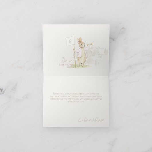 Pink Peter der Kaninchen Einige Bunny Girl Baby Du Dankeskarte (Innenseite)