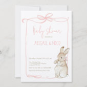 Pink Peter der Rabbit Beatrix Baby Dusche Einladung (Vorderseite)