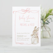 Pink Peter der Rabbit Beatrix Baby Dusche Einladung (Stehend Vorderseite)