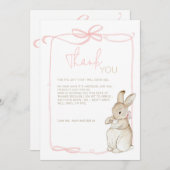 Pink Peter der Rabbit Beatrix Girl Babydusche Dankeskarte (Vorne/Hinten)