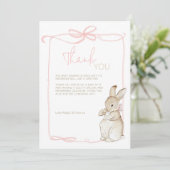 Pink Peter der Rabbit Beatrix Girl Babydusche Dankeskarte (Stehend Vorderseite)