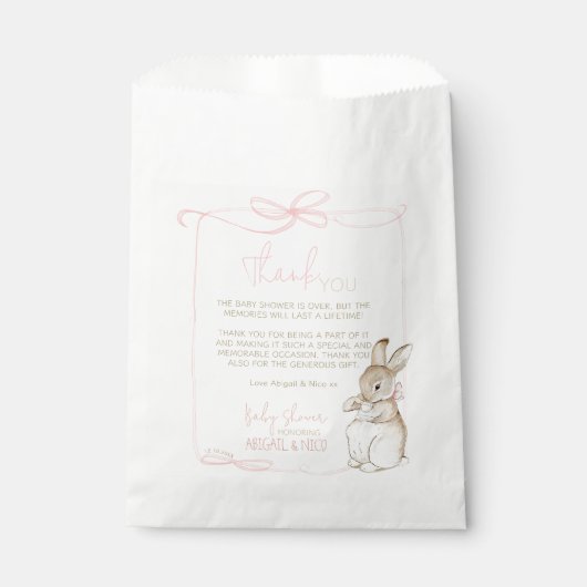 Pink Peter der Rabbit Beatrix Girl Babydusche Geschenktütchen (Vorderseite)