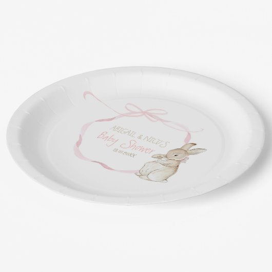 Pink Peter der Rabbit Beatrix Girl Babydusche Pappteller (Schrägansicht)