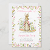 Pink Peter Rabbit Baby Dusche Einladung (Vorderseite)