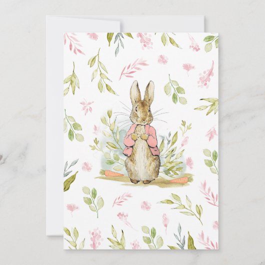 Pink Peter Rabbit Baby Dusche Einladung (Rückseite)