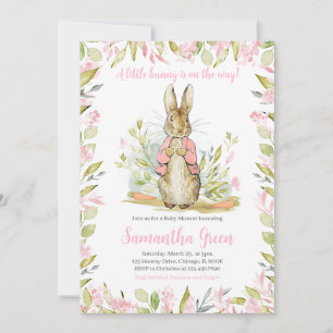 Pink Peter Rabbit Baby Dusche Einladung