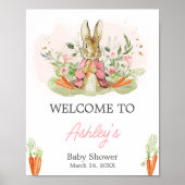 Pink Peter Rabbit Baby Dusche Willkommen Poster (Vorne)