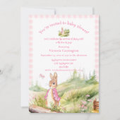 Pink Peter Rabbit Baby Girl Babydusche Einladung (Vorderseite)