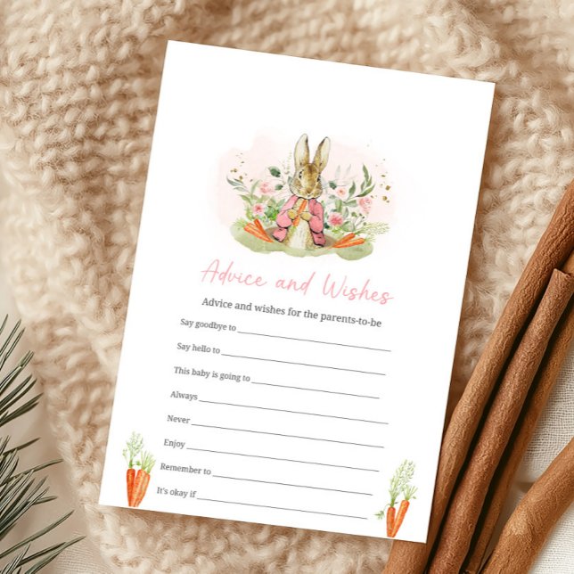 Pink Peter Rabbit Baby Shower Advice and Wish Game (Von Creator hochgeladen)